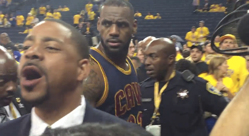 Illustration for article titled Warriors Fan Calls LeBron A "Pussy-Ass Bitch," Quickly Regrets It